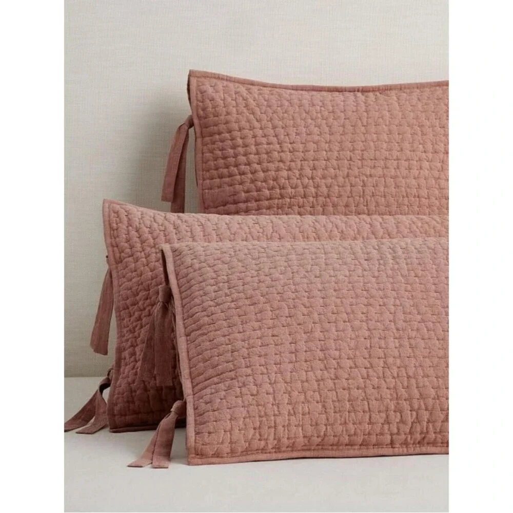 Pottery Barn Pickstitch King Pillow Sham Cotton Linen BRICK GREAT Condition